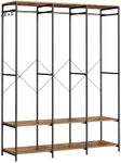 SONGMICS Portable Clothes Wardrobe, Foldable Closet, Clothes Rack Freestanding, Closet Organiser, with Hanging Rods, Storage Shelves, Removable Hooks, 40 x 141 x 180 cm, Rustic Brown RGR005B01