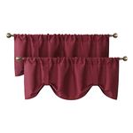 Home Queen Tie Up Curtain Valance Window Treatment for Living Room, Adjustable Balloon Rod Pocket Drape Valence, Set of 2, 54 X 20 Inch, Burgundy