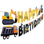 Construction Themed Birthday Banners for Boys | Truck Theme Party Supplies by Aliza - 8-feet Long Under Construction "Happy Birthday Banner" - The Perfect Decoration for your Party