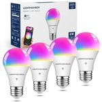 Lightinginside Smart Light Bulbs 60W Equivalent, 800LM 9W WiFi Smart Bulb Compatible with Alexa/Google Assistant, A19 E26 Color Changing Light Bulb No Hub Required, 2.4GHz WiFi Only, ETL Listed, 4PCS