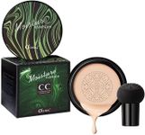 Mushroom Head Air Cushion CC Cream, CC Cream Foundation, Moisturizing BB Cream Foundation Long-Lasting Coverage of Blemishes, Matte Even Skin Tone Nude Makeup Base Primer (02#, ivory)