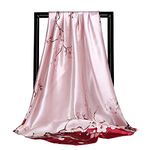 FAIRYGATE Pink Scarf Silk Scarves for Women Flower Printed Square Bandana Ladies Scarfs Gifts Romance Soft Satin Neckerchief Headdress Hairband 91007