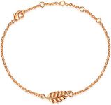 FINELOVE Rose Gold Leaf Charm Bracelet - Leaf Symbol Charm Adjustable Bracelet for Women Chirstmas Birthday Mother's Day Jewelry Gift