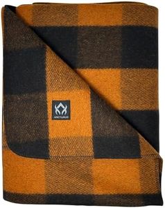 Arcturus Backwoods Wool Blanket - 4.5lbs, Warm, Heavy, Washable, Large | Great for Camping, Outdoors, Survival & Emergency Kits (Orange Buffalo)