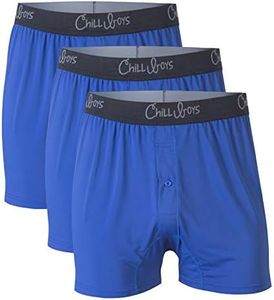 Chill Boys Performance Boxers 3 Pack Men's Underwear Cool Breathable Mens Boxers. Moisture Wicking Underwear. Comfortable Boxer Shorts (XXL, Blue)