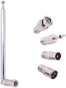 Fancasee FM Antenna Telescopic 75 Ohm Screw F Male Plug Antenna with PAL BNC 3.5mm Jack Connector Adapter FM Radio Antenna for AV Stereo Receiver Home Theater Amplifier System Indoor Outdoor