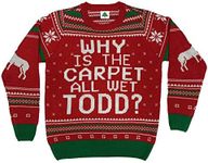 Why is The Carpet All Wet Todd Ugly Christmas Sweater,Long Sleeve (Small) Red