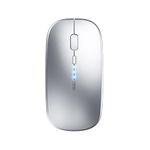 INPHIC Silent Wireless Mouse, [Upgraded: Battery Level Visible], Ultra Slim 2.4G Rechargeable Cordless Mouse Computer Mice 1600 DPI with USB Receiver for Laptop PC Mac MacBook, Windows,Office,Silver