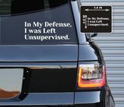 Printbeat in My Defence, I was Left Unsupervised Vinyl Decals stickers for cars, vans, trucks, and laptops (2.5x7.5)