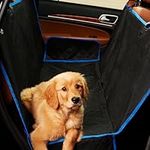 Active Pets Back Seat Cover for Dogs - Standard Dog Hammock for Car w/Mesh Window - Non-Slip, Waterproof Back Seat Protector for Travel - Blue