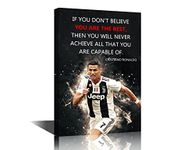 TISHIRON Football Sports Decor Superstar Quote Poster Ronaldo Inspirational Canvas Wall Art Motivational Artwork Modern Home For Home,Office,Gym,Classroom Framed Ready to Hang-24 Wx16 H 16''Wx24''H