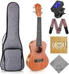 Ranch Concert Ukulele 23 inch Professional Wooden Ukelele Instrument Kit with 12 Online Lessons Small Hawaiian Guitar ukalalee Starter Pack Bundle Gig bag, Tuner, Strap, Aquila Strings Set