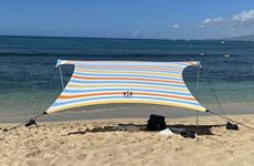 Neso Tents Grande Beach Tent, 7ft Tall, 9 x 9ft, Reinforced Corners and Cooler Pocket (Vintage Stripes)