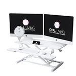 Opal Living Large 36" / 91.5cm White Standing Desk Converter with Wireless Charger and USB Port - Portable Adjustable Desk Riser with Keyboard Raiser - Stand Up Desk Converter Sit to Stand Desk Stand