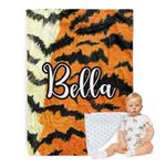 ZOTIMEF Custom Baby Blanket - Tiger Print Pattern with Custom Name - Soft Plush Flannel Throw Blankets with Double Layer Dotted Backing for Kids Boys Girls Gifts Color24