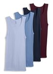 Jockey Men's Undershirt 100% Cotton A-Shirt Tank - 4 Pack, Fresh Coast/Shower/True Navy/Deep Sangria, XL