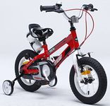RoyalBaby FREE STYLE SPACE KIDS BIKE WITH HEAVY DUTY STABILISERS+BELL+WATER BOTTLE AND HOLDER (RED FRAME-WHITE RIM, 14")