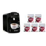 Tassimo by Bosch Suny 'Special Edition' Black, Single Serve Capsule Coffee Machine with Costa Cappuccino starter bundle x 40 drinks