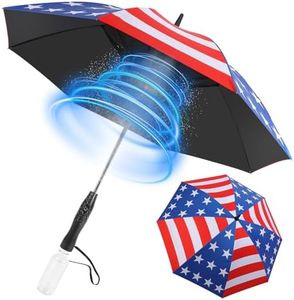 Oviora Rechargeable Umbrella with Fan - 3-in-1 Handheld Cooling System, Build in Mist Spray, UV Protection, Full-Body Coverage for Beach, Golf, Festivals, and Outdoor Activities (Flage)