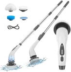 Electric Spin Scrubber, Cordless Shower Cleaner Brush with Adjustable Extension, 4 Replaceable Cleaning Heads, Power Shower Scrubber for Bathroom, Tub, Tile, Floor