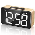 Digital Alarm Clock for Bedrooms, Digital Clock with Bold Number Display, 0-100% Brightness Dimmer, Adjustable Alarm Volume, Dual Alarm, 12/24Hr, Snooze, Power-Off Memory, Small Desk Clock for Bedside