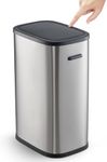 Trash Can with Lid, Garbage Can with Pop-up Lid, 55L/14.5Gal Trash Bin, Waste Basket for Kitchen, Bedroom, Office (Grey, Press Top Lid)