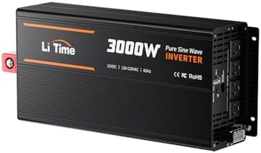 LiTime 3000W Pure Sine Wave Inverter 12V DC to 120V AC Converter with Remote Control for RV, Camping, Off-Grid Solar Power Inverter with 4 AC Outlets,2 USB Outputs, Screen Showing Real-time Status