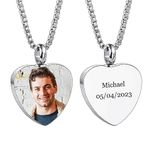 INBLUE Customizable Angel Wing Heart Cremation Necklace, Personalized Memorial Pendant for Loved Ones (Normal & Silver)