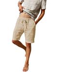 LVCBL Men's Summer Solid Color Casual Shorts Loose Fit Beach Shorts Khaki XL