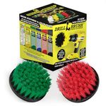 Drill Brush - Indoor/Outdoor Medium and Stiff 4-inch Round - Spin Brush - Combo Kit - Cleaning Supplies - Stove, Oven, Sink - Grout Cleaner - Outdoor Rug - Deck Brush - Algae, Mold, Mildew, and Moss