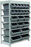 King's Rack Bin Rack Storage System Heavy Duty Steel Rack Organizer Shelving Unit w/ 22 Plastic Bins in 6 tiers