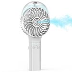 Winique Handheld Spray Fan,3000mAh Battery Powered Water Misting Desk Fan with 3 Speeds& 20ml Water Tank, 180°Foldable Personal Hand Held Fan for Home Office Outdoor Travel Camping(white)