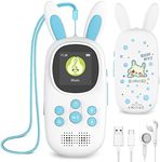 Kids MP3 Player, Cute Bunny Kids MP3 Player with Bluetooth, 32GB kids music player, FM Radio Supported, Calendar, Alarm Clock, Pedometer, Stopwatch, Up to 128GB Blue