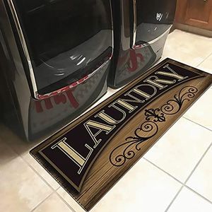 LEVINIS Vintage Laundry Room Decor Rug 59"X20" Nonslip Rubber Backing Runner Rug for Laundry Room Washroom Mudroom Kitchen Bathroom