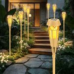 Evelynsun Solar Flickering Flame Torch Lights 8Pack - IP65 Waterproof Dusk to Dawn Auto On/Off, Outdoor Decorative Lights for Garden Yard