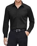 J.VER Men's Black Stain Shield Dress Shirts Long Sleeve Stretch Non Iron Regular Fit Business Casual Shirts for Mens M