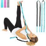 Vive Stretch Strap - Leg Stretch Band to Improve Flexibility - Stretching Out Yoga Strap - Exercise and Physical Therapy Belt for Rehab, Pilates, Dance and Gymnastics with Workout Guide Book (Teal)