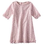 Niyage Toddler Girls Cotton Elegant Flower Lace Half Sleeve A-Line Princess Dress Dusty Pink 110