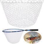 Dovesun Rubber Fishing Net Replacement Netting Without Handle Clear Black Fishing Nets for Fish Fly Fish Landing Net Bag for Freshwater Saltwater Foldable Trout Net Rubber Mesh 5 Sizes