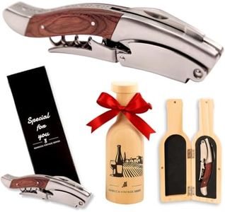 Semecca® Corkscrew Wine Opener, Waiter's Corkscrew, Double Stage, The perfect Wine Opener and Wine key, Wine Bottle Shaped Wooden Box, Gift for Wine Lovers (Maunwood)