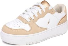 Nautica Girls Kids Platform Heel Fashion Sneakers - Low-Top Court Shoes for Kids: Lace-Up Tennis Sneakers-Feli Girls-Tan White Gold Size-1