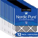 Nordic Pure 16x25x1 MERV 12 Pleated Plus Carbon AC Furnace Air Filters, 12 PACK, Piece