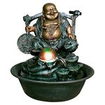 Hi-Line Gift Lucky Buddha Fountain with Spinning Ball/LED Light