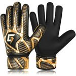 GLOVIX Kids Goalkeeper Gloves–Youth & Junior Football Goalie Gloves with Strong Grip,Breathable Mesh & Durable Palm–Boys Soccer Glove for Training (GOLD, Size 5 suitable for 9 to 12 Years old)