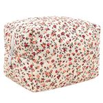 KOTORA Floral Makeup Bag Quilted Cosmetic Bag Puffy Coquette Makeup pouch Aesthetic Cute Pink Travel Toiletry Bag Organizer Cotton Makeup Brushes Storage Organizer Bag for Women, Orange, Floral