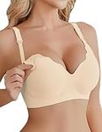 Ekouaer Nursing Bra Wavy Breastfeeding Bras for Women Seamless Maternity Support Wireless Pregnancy Sleep Bralette