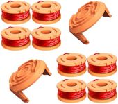 10 Pcs WA0010 Replacement Trimmer Spool for Worx, 0.065 Inch Diameter Trimmer String Weed Eater Refils and WA6531 Spool Cap Covers, Compatible with Worx Weed Eater(8 Trimmer Lines+2 Spool Caps)