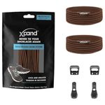 Xpand No-Tie Round Shoe laces for Boots – Durable Locking Elastic Shoe Laces For Hiking, Training & Everyday Active Use - Dark Brown, 52-inches