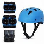 Protoner Kids Skating Protection Kit with Helmet, Knee Pads, Elbow Pads and Wrist Guards,Multiple Colors & Sizes (Blue, Medium)