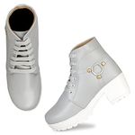 HimQuen Women's mid Heel Ankle Boots - Grey (Size 6)